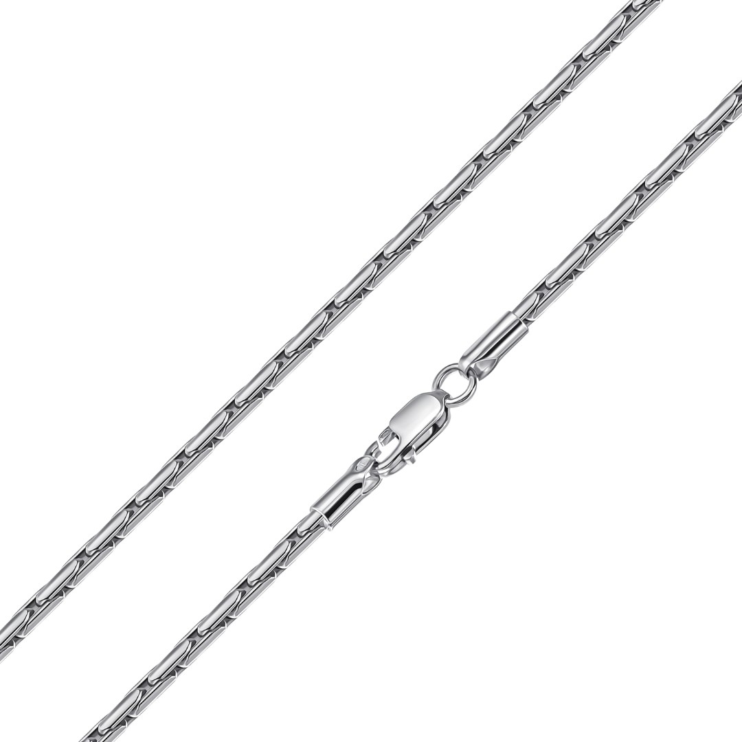 Серебряная цепочка, плетение якорное , покрытие родием, ширина 2,5 мм Цепочка на шею,Серебро,с замком Карабинный,ИНДИЯ