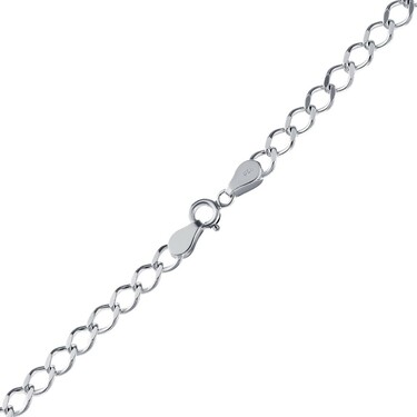 Серебряная цепь, плетение ромб, родий, ширина 4,5 мм