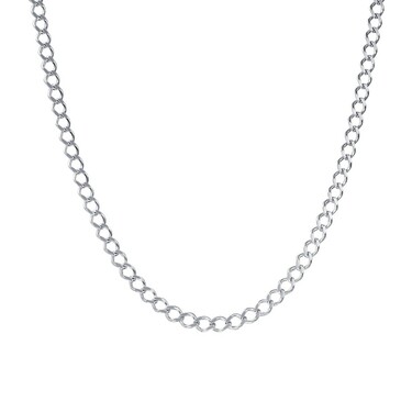 Серебряная цепь, плетение ромб, родий, ширина 4,5 мм