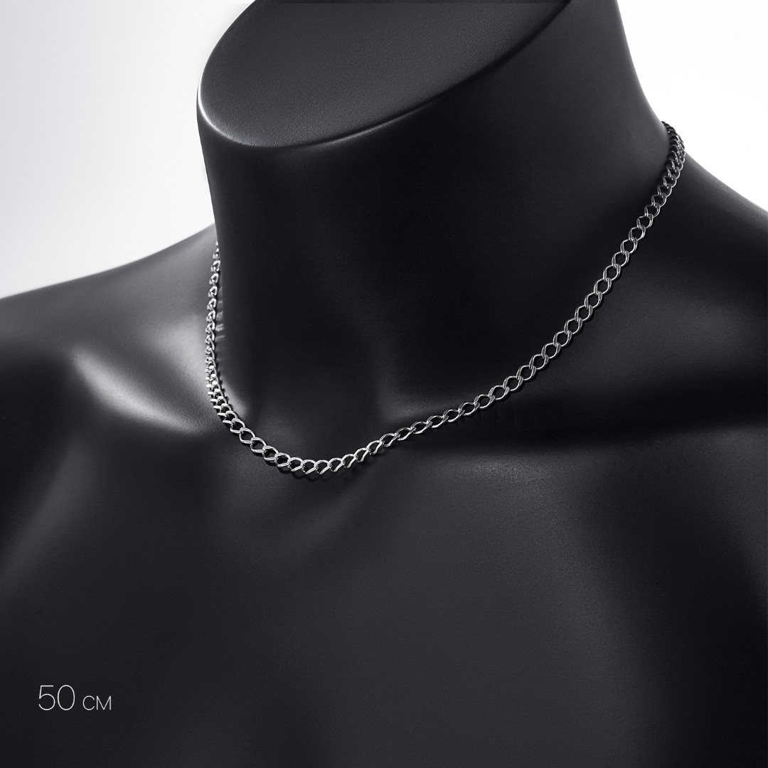 Цепочка на шею,Серебро,с замком Карабинный,ИНДИЯ