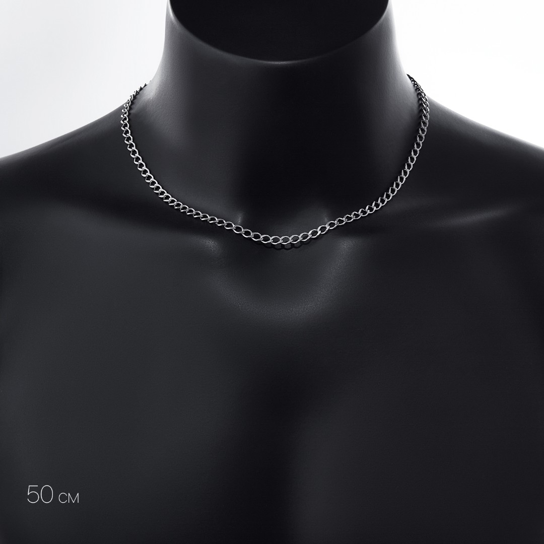 Цепочка на шею,Серебро,с замком Карабинный,ИНДИЯ