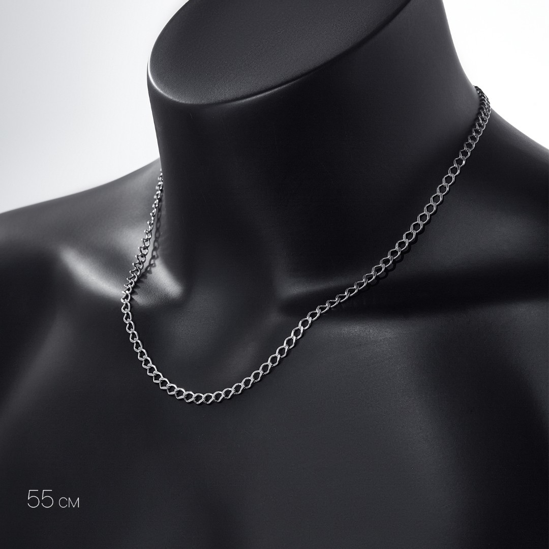 Цепочка на шею,Серебро,с замком Карабинный,ИНДИЯ