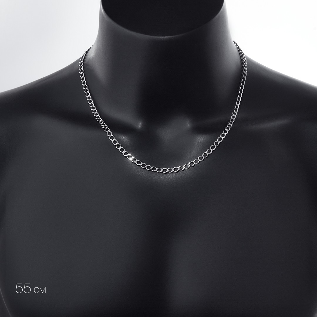 Цепочка на шею,Серебро,с замком Карабинный,ИНДИЯ