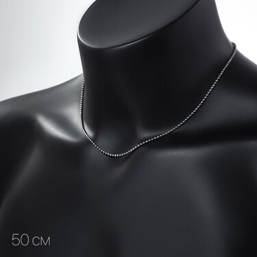 Серебряная цепь, плетение Перлина, родий, ширина 2 мм