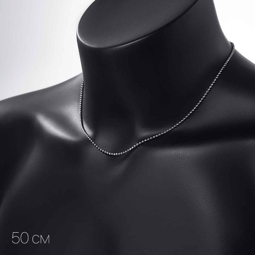 Серебряная цепь, плетение Перлина, родий, ширина 2 мм Цепочка на шею,Серебро,с замком кольцо,ИНДИЯ