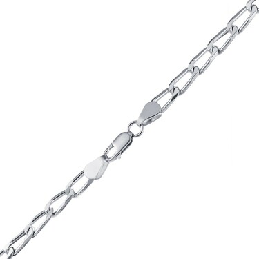 Серебряная цепь, плетение Панцирь, родирование, ширина 5мм