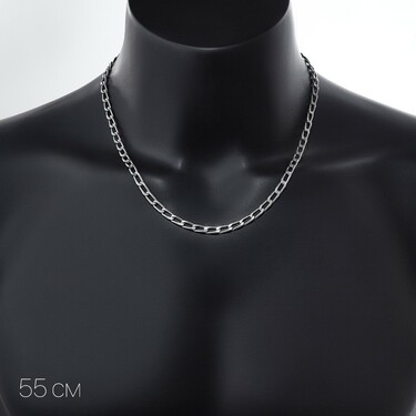 Серебряная цепь, плетение Панцирь, родирование, ширина 5мм