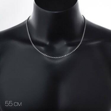 Серебряная цепь, плетение Панцирь, родирование, ширина 3мм