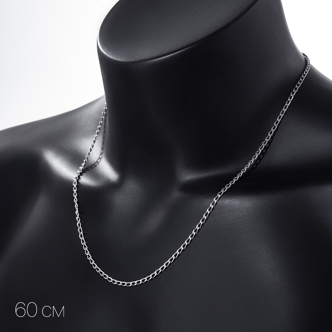 Серебряная цепь, плетение Панцирь, родирование, ширина 3мм Цепочка на шею,Серебро,с замком Кольцо,ИНДИЯ