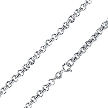 Серебряная цепь, плетение Бельцер, родий, ширина 4.5 мм