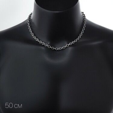 Серебряная цепь, плетение Бельцер, родий, ширина 4,5 мм