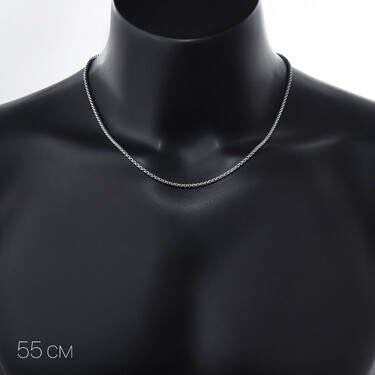 Серебряная цепь, плетение Бельцер, родий, ширина 2.5 мм