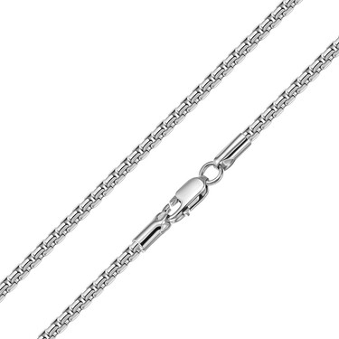 Серебряная цепь, плетение Бельцер, родий, ширина 2.5 мм