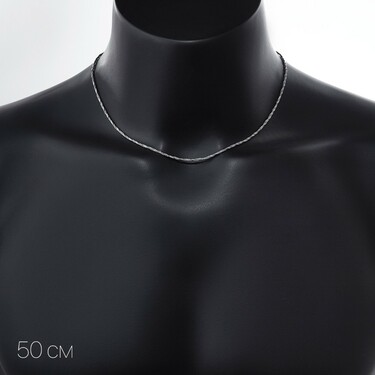 Серебряная цепь, плетение веревка, родий, ширина 1,5 мм