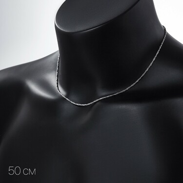 Серебряная цепь, плетение веревка, родий, ширина 1,5 мм