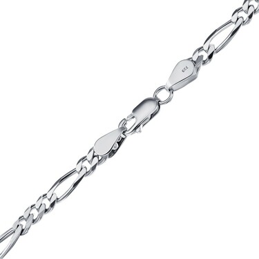 Серебряная цепь, плетение картье, родий, ширина 4,5 мм