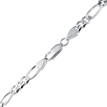 Серебряная цепь, плетение картье, родий, ширина 5,5 мм