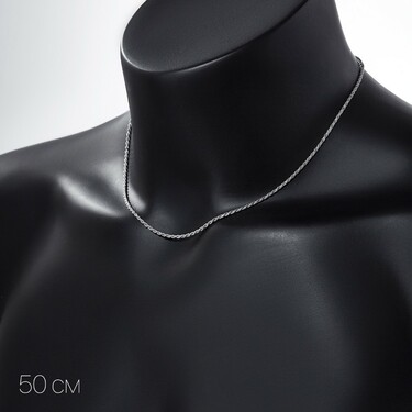 Серебряная цепь, плетение сингапур, родий, ширина 1,5 мм