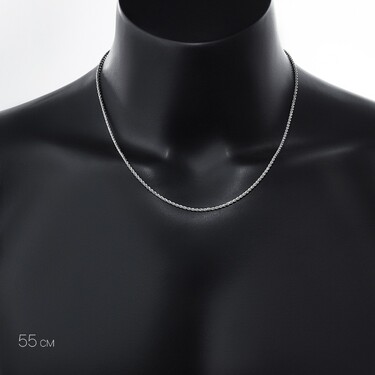 Серебряная цепь, плетение сингапур, родий, ширина 1,5 мм