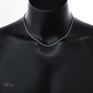 Серебряная цепь, плетение сингапур, родий, ширина 1,5 мм