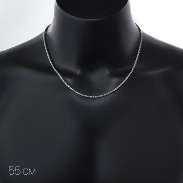 Серебряная цепь, плетение сингапур, родий, ширина 2 мм