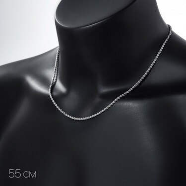 Серебряная цепь, плетение сингапур, родий, ширина 2 мм