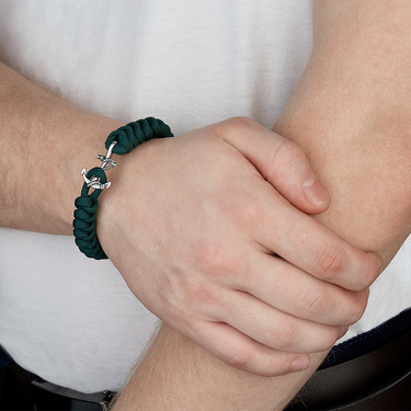 Браслет из паракорда с серебряным замком Якорь, ширина 1,2 см