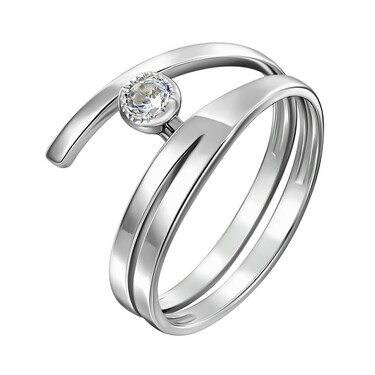 Серебряное помолвочное кольцо с фиатом, родий