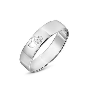 Серебряное кольцо с белыми фианитами, родий