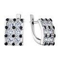 Серьги,Серебро,с вставкой Фианит Белая,Черная цвета,с замком Английский,РОССИЯ