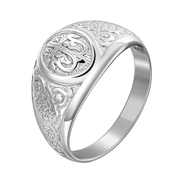 Серебряное кольцо "Спаси и сохрани", родий