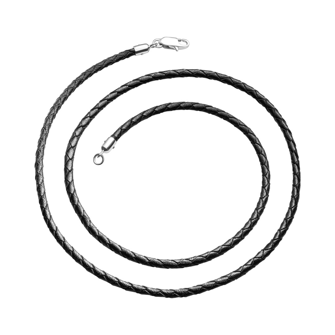 Шнурок,Гайтана,Серебро,Натуральная кожа,с вставкой Без вставок,с замком Карабинный,РОССИЯ