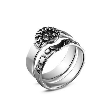 Серебряное кольцо из двух частей, чернение