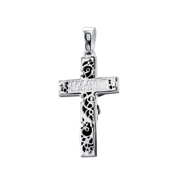 Серебряный крест с черным агатом, родирование