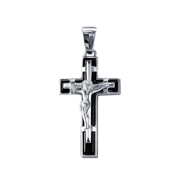 Серебряный крест с черным агатом, родирование