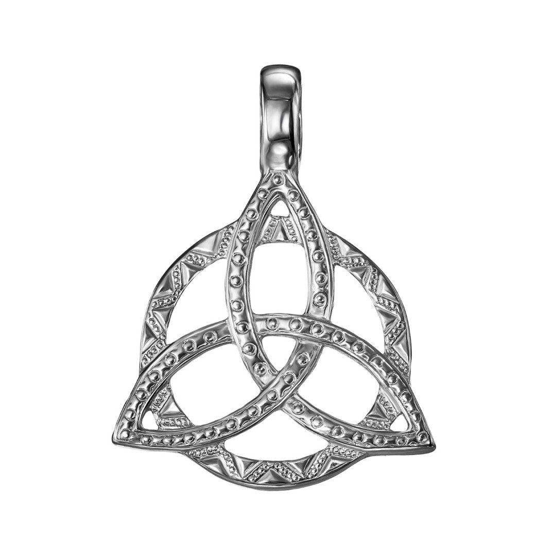 Серебряная подвеска Лабиринт Триглав / Трилистник, родий Подвеска,Кулон,Талисман,Амулет,Оберег,Тотем,Серебро,с вставкой Без вставок,РОССИЯ