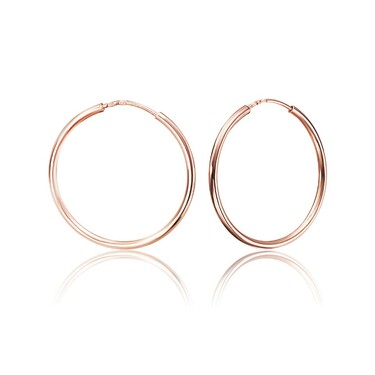 Серебряные классические гладкие серьги Кольца / Конго / Круглые, диаметр 3,5 см, позолота