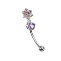 Пирсинг пупка,Серебро,с вставкой Фианит,с замком Шарик,РОССИЯ