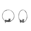 Серебряные фантазийные гладкие серьги Кольца / Конго / Круглые с коровой, диаметр 4 см, черный родий Серьги,Серебро,с вставкой Без вставок,с замком Кольцо,Конго,РОССИЯ