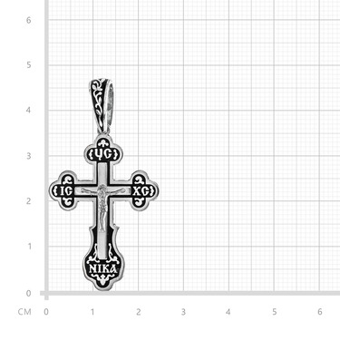 Серебряный православный крестик, покрытие эмаль черная