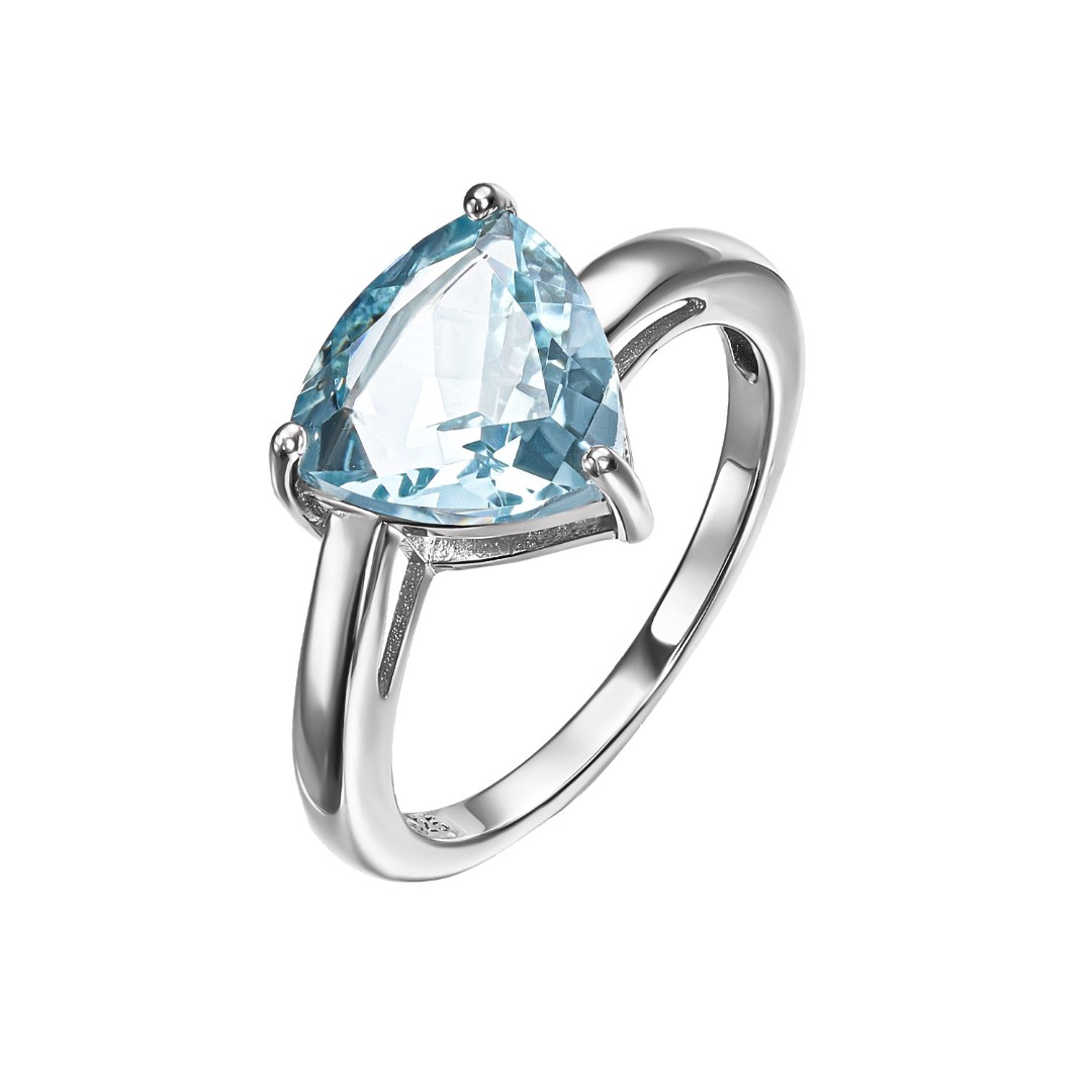 Серебряное кольцо с топазом свисс, родий Серебро,ГОНКОНГ