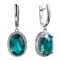 Серьги,Серебро,с вставкой Цирконий кубический Зеленая цвета,с замком Английский,ГОНКОНГ