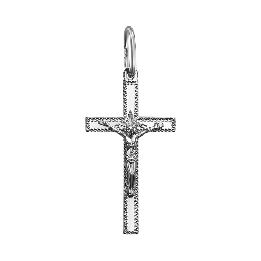 Серебряный крест нательный с родированием Крест,Подвеска,Оберег,Серебро,с вставкой Без вставок,РОССИЯ