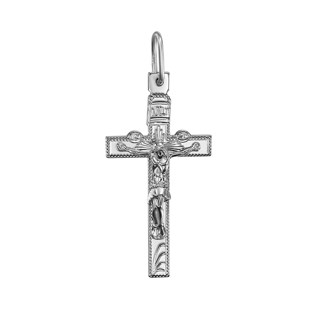 Серебряный крест нательный с родированием Крест,Подвеска,Оберег,Серебро,с вставкой Без вставок,РОССИЯ