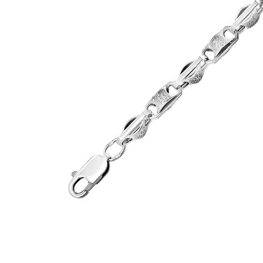 Серебряный литой браслет Спаси и сохрани, покрытие родием, ширина 6 мм