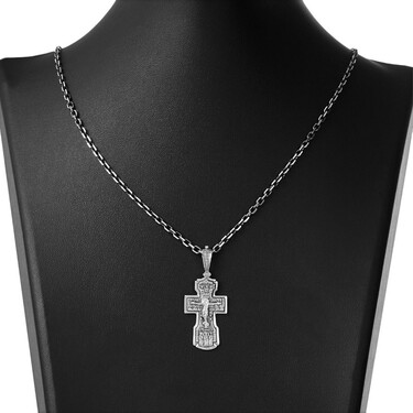 Серебряный мужской православный крест с чернением
