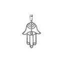 Серебряная подвеска Хамса (Рука Фатимы), чернение Подвеска,Кулон,Талисман,Амулет,Оберег,Серебро,с вставкой Без вставок,РОССИЯ