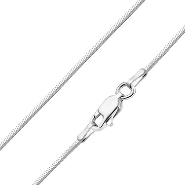 Серебряная цепочка, плетение снейк с гранью, покрытие родий, ширина 0,8 мм