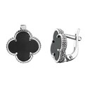Серьги,Серебро,с вставкой Оникс натуральный Черная цвета,с замком Скоба,РОССИЯ