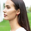 Серебряные серьги Клевер / Четырехлистник с Натуральным красным Кораллом 12мм, англ., платирование Серьги,Серебро,с вставкой Коралл натуральный Красная цвета,с замком Скоба,РОССИЯ